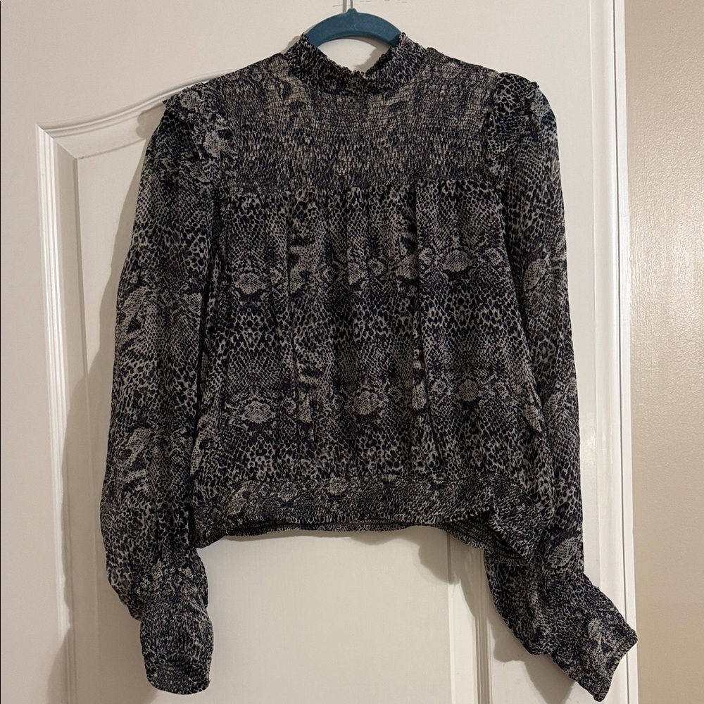 Snake Ruffle Long Sleeve Women's Top